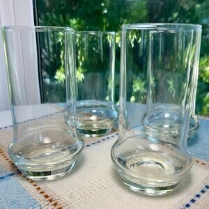 Mid-Century Barware Clear Glass Tumblers with Flared Base – Set of 4